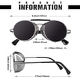 thumbnail image 5 of Lentes de Sol Polarizados Retro Redondos Steampunk SUNIER con Lentes Grises, 5 of 5