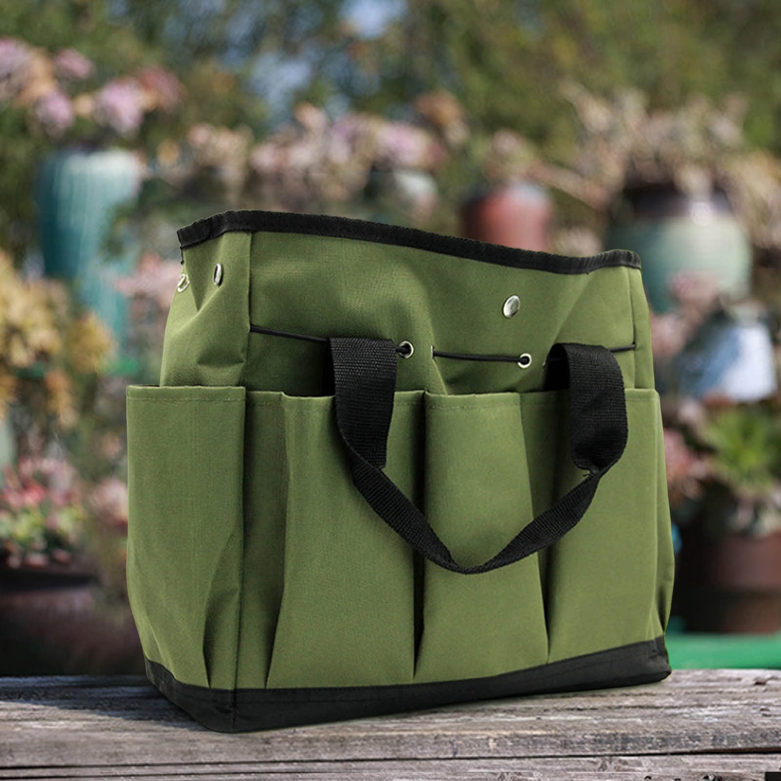 Professional Garden Tool Bag - 600D Oxford Water-Resistant Gardening Organizer Tote with 8 Pockets - for Storing Pruners, Trowels & Outdoor Equipment