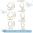 thumbnail image 6 of 6 Pairs 6 style Heart & Flower & Oval 304 Stainless Steel Wire Wrapped Hoop Earrings Hypoallergenic Earrings Golden & Stainless Steel color 42.5~44x34~45x6.5mm Pin: 1mm 1 pair/style, 6 of 7