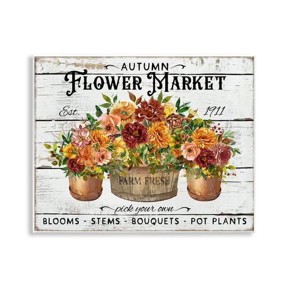 Stupell Industries Autumn Flower Market Plants & Flowers Painting Unframed Art Print Wall Art, 14 x 11