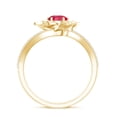 thumbnail image 2 of Rosec Jewels Lab Grown Ruby Flower Engagement Ring with Diamond - Bypass Ring for Women - AAAA Quality - with Jewelry Box, 14K Yellow Gold, US 9.00, 2 of 8