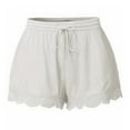 thumbnail image 4 of Fesfesfes Girls Linen Lace Splicing Shorts with Drawstring,Medium and Large Size Fashionable Loose Fits Summer Shorts(White#2,4 Years), 4 of 9