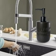 thumbnail image 4 of ABCISI Soap Dispenser, Cylindrical Lotion Dispenser with Matte Black Pump, 12oz Ceramic Relief Hand Dish Soap Dispenser, Refillable Liquid Dispenser for Kitchen Bathroom (Relief Black), 4 of 12