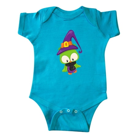 

Inktastic Green Owl Owl Wearing Witch Hat Halloween Gift Baby Boy or Baby Girl Bodysuit