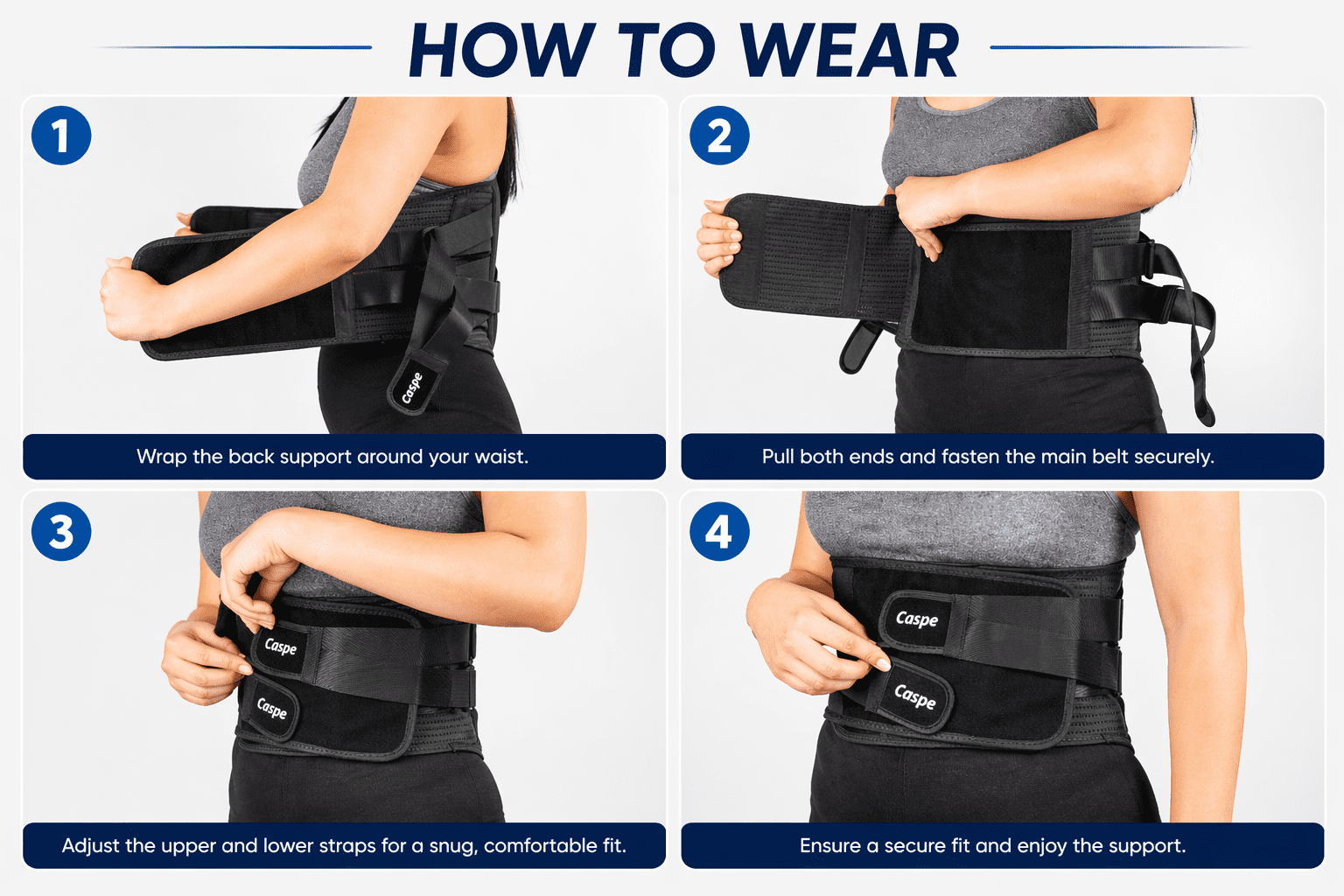 Caspe Back Brace for Lower Back Pain Relief, Adjustable Lumbar Support for Men & Women with Removable Pad,Ergonomic 3D Knit Fabric, Breathable Design for Sciatica,Herniated Disc,Daily Support X-Large
