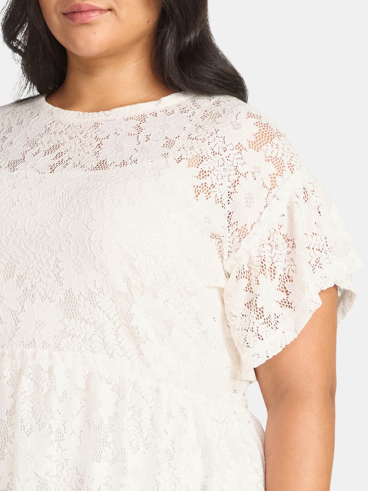 Terra & Sky Women's Plus Lace Peplum Top, Sizes 0X-5X