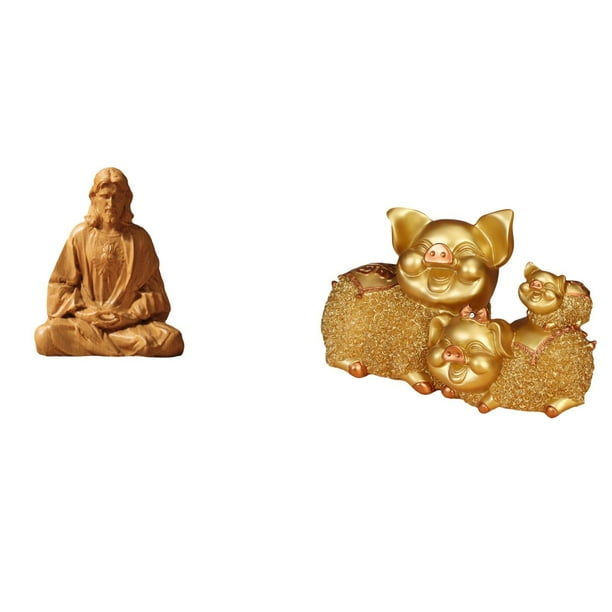 Estatua del Corazón de Jesús,Estatua del Sagrado Corazón de Jesús para decoración del hogar,Figura católica de Jesús,Figura de escritorio,Figura de cerdo de la suerte para decoración de
