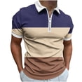 thumbnail image 2 of EQWLJWE Spring Saving!Half Zipper Shirt Hommes, Couleur Bloc Zipper Shirt Hommes, Bleu Couleur Bloc Shirt Hommes, Hommes T-Shirt Couleur Bloc Manches Courtes Col Rond Extérieur Tee Tops, 2 of 5