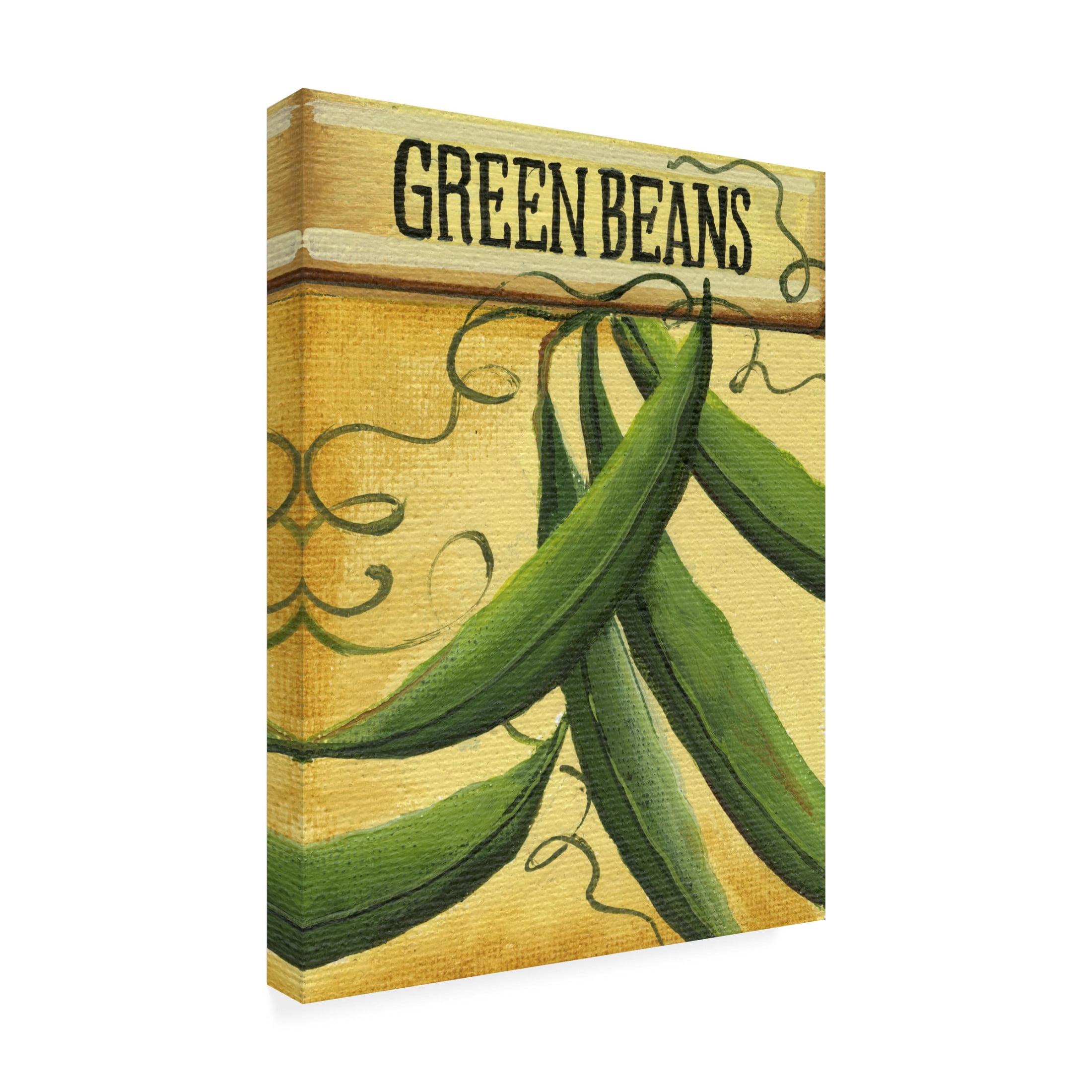 Canvas Wall Art - Debbi Wetzel 'Seed Packets 27 - Green Beans' Wall Art for Living Room, Bedroom, or Office Décor by Trademark Fine Art - 24 x 32 Inches