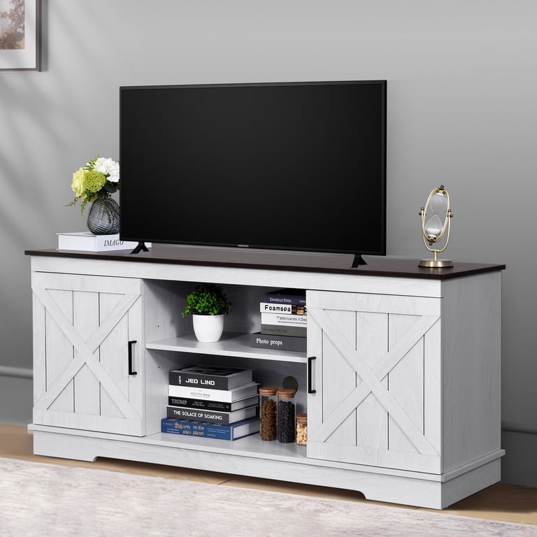 DEXTRUS Farmhouse TV Stand for 65 Inch TV, Grey Wash photo 1