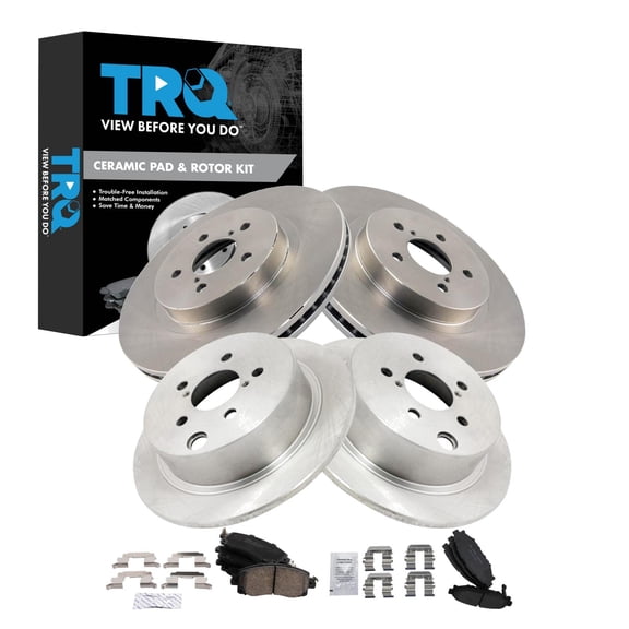 TRQ Front and Rear Brake Pad and Rotor Set Ceramic Fits 2018-2022 Subaru Crosstrek 2017-2022 Impreza