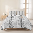 thumbnail image 3 of Twin Quilt Set 68''x86'', Black Grey Lightweight Summer Bedspread Coverlet Set with 2 Pillow Shams, Pastoral Botanical Branch Breathable All Season Quilt Bedding for Dorm/Bedroom, 3 of 9
