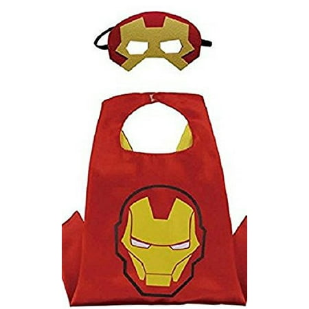 Honey Badger Brands Dress Up Comics Cartoon Superhero Costume with Satin Cape and Matching Felt Mask, Iron Man