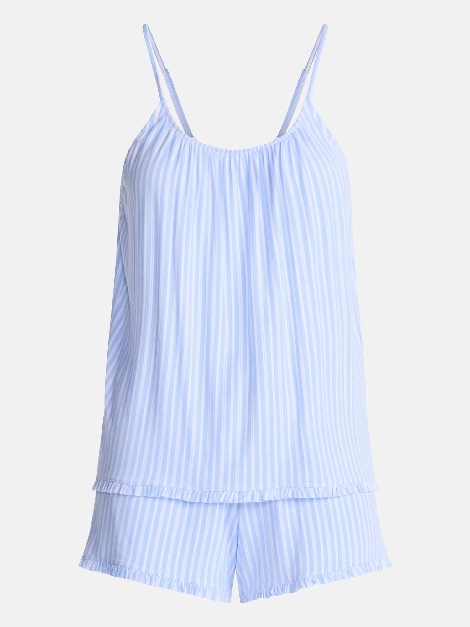 Joyspun Women’s Modal-Blend Ruffle Trim Cami and Shorts Sleepwear Set, 2-Piece, Sizes XS-3X