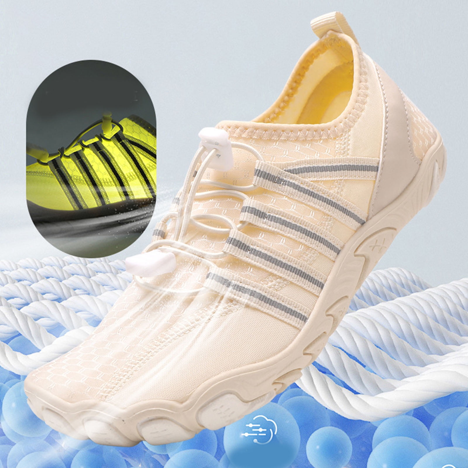 Barefoot Shoes Women Men Footwear Wide Toe Box Sneakers Running HIking Shoes Breathable Mesh Athletic Shoes Beige Size 9