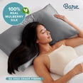 thumbnail image 4 of Bare Home 100% Mulberry Silk Zipper Pillowcase - Perfect for Hair and Skin - Premium 6A Grade, 19 Momme Silk - King, Gray, 4 of 9