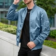 thumbnail image 2 of JPVDPA Men's Lightweight Bomber Jacket Zip Up Windbreaker Hiking Travel Work Coat Spring Fall Streetwear with Pockets Blue XXXL, 2 of 9