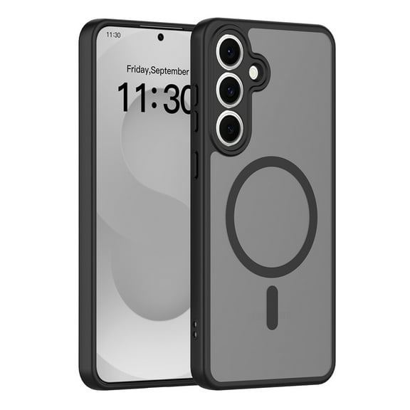 Dteck Magnetic for Samsung Galaxy S25 FE Case, S25 FE Matte Case Compatible with MagSafe, Frosted Translucent Shockproof Anti-Scratch Slim Fit Phone Cover,Black