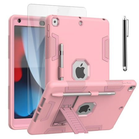 AICase For iPad 9th 8th 7th Generation (10.2 inch, 2021/2020/2019), Shockproof Protective iPad 10.2 Case with Built-in Stand/Pencil Holder with Screen Protector