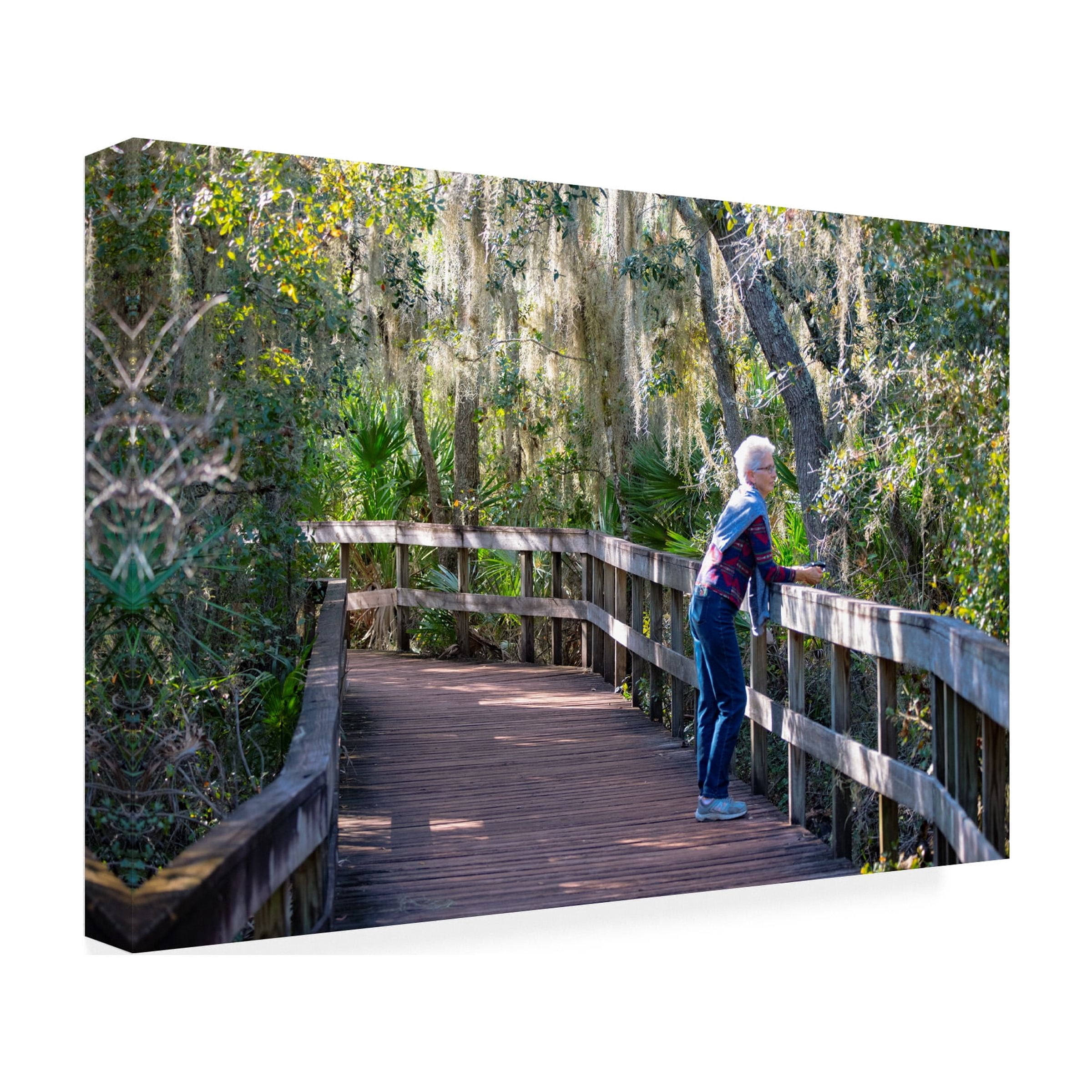 Robert Michaud 'Senior On Boardwalk' Canvas Art
