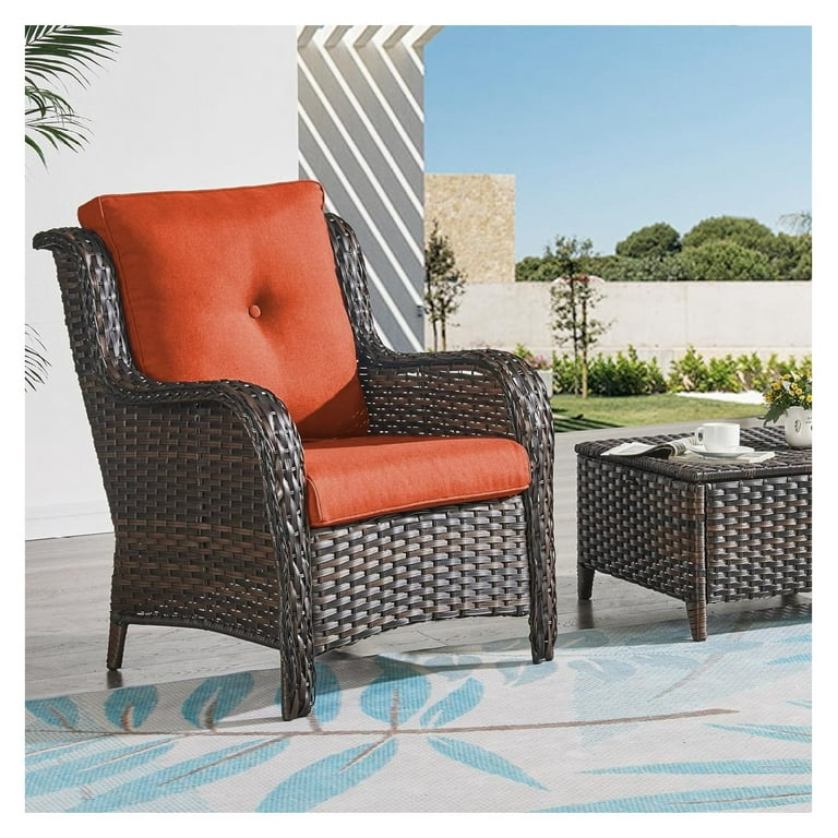 Patio Cushions for Outdoor Furniture High Back and Deep Seating Outdoor Cushion for Patio Chairs Sofa Couch Loveseat Water Resistant Orange 2 Set Walmart
