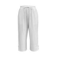 thumbnail image 3 of Uqiangy Cotton Linen Capris For Women Summer Pants For Women 2025 Pants For Summer Women Light Weight Pants For Womens Seersucker Pants Capri Linen Pants For Women Linen Pants For Women White 2XL, 3 of 7