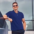 thumbnail image 4 of Fotbe Navy Blue Pattern Men’s Golf Polo Shirt – Breathable Performance Golf Shirt with Button-Down Collar-4X-Large, 4 of 6