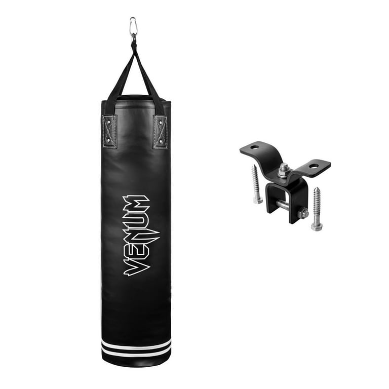 Venum Classic Boxing Punching Bag - 100 lbs - Black/White - Heavy Bag Kit 