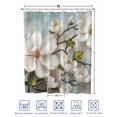 thumbnail image 4 of Split Shower Curtain for Transfer Bench, Vintage Flowers Fabric Shower Curtains for Bathroom, White Country Lily Floral Plant Branch Tub Sliding Transfer Bench Waterproof Bath Curtains 72"x84", 4 of 9