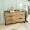 thumbnail image 3 of Modern 7-Drawer Wood Dresser with Vintage Walnut Finish - Sturdy Metal Base & Spacious Storage Cabinet for Bedroom or Living Room, 3 of 9