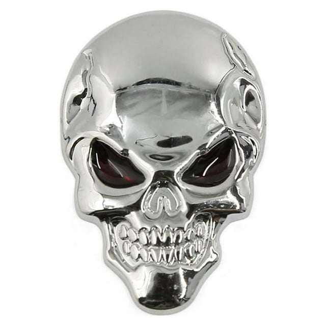Metal 3D Calavera Hueso Forma Adhesivo Coche Exterior Decorativo Adhesivo Plata