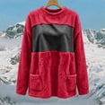 thumbnail image 6 of Ozmmyan Womens Fleece Sweatshirts solid color Loose Crew neck mid length Sweat Shirts autumn and winter casual large pocket style, 6 of 6