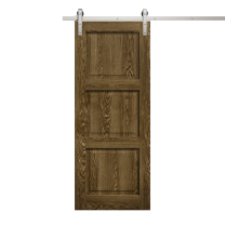 Modern Barn Door 28 x 84 inches | Ego 5010 Marble Oak | 6.6FT Silver Rail Track Heavy Hardware Set | Solid Panel Interior Doors