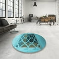thumbnail image 4 of Ahgly Company Tapis de Zone Rond d'Intérieur Lavable à la Machine, Transitionnel, Bleu à Losanges Bleus, 7 Pieds Rond, 4 of 7