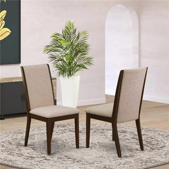 Lancy Parson Chair with Mahogany Leg & Light Tan Fabric - Set of 2