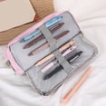 thumbnail image 5 of Large Pencil Pouch with 2 Zippered Compartments, Oxford Fabric Pencil Case with Minimalist Solid Design for Office Desk Travel Storage, 9 Inch, 5 of 7