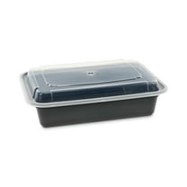 Pactiv Newspring VERSAtainer Microwavable Containers, 38 oz, 8.8 x 6 x 2.5, Black/Clear, Plastic, 150/Carton