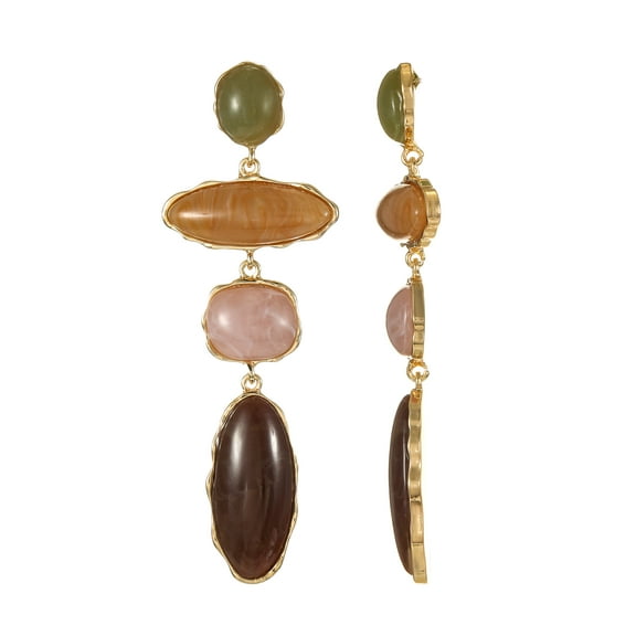Time and Tru Goldtone Multicolored Stone Dangle Earrings, 1Pair