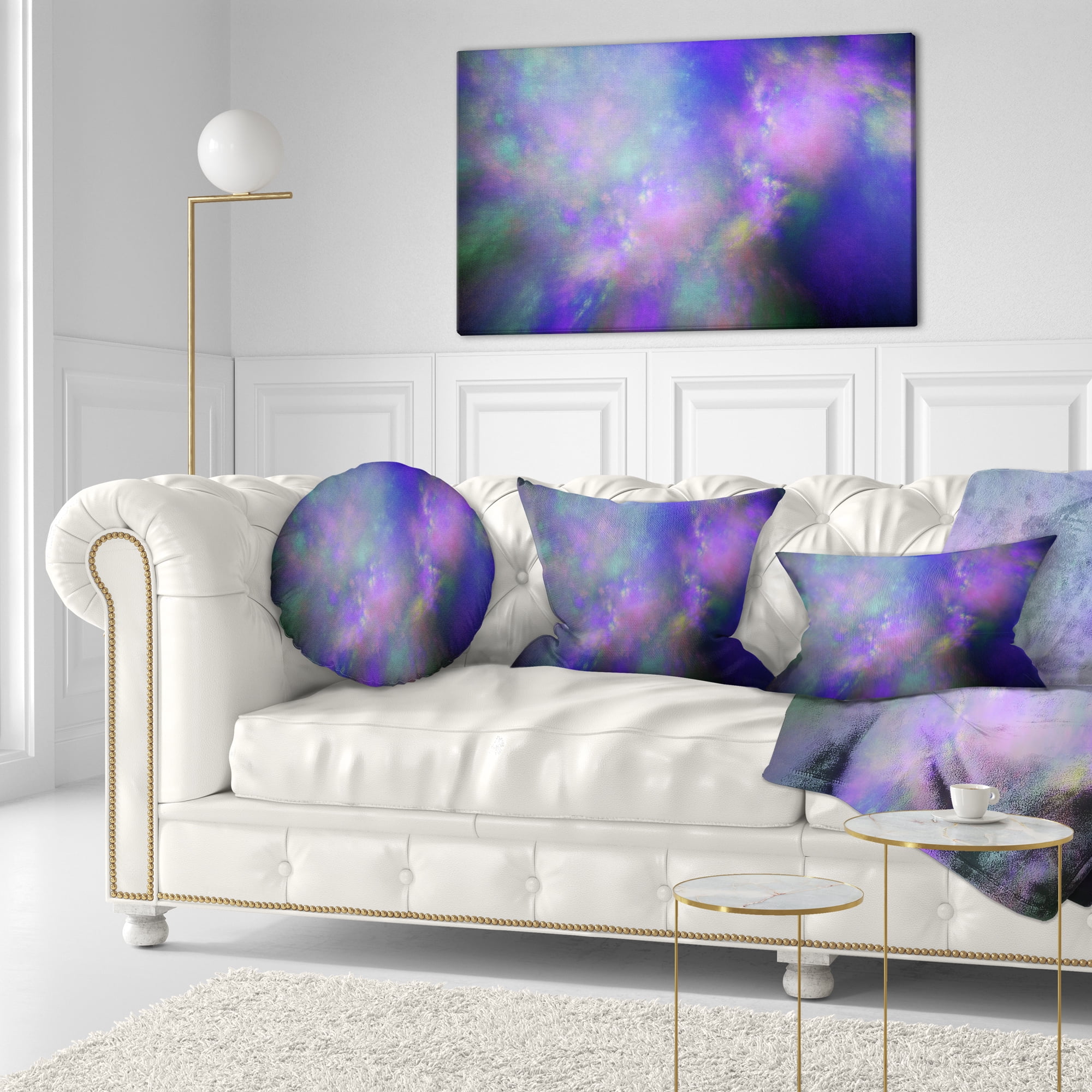 Designart Perfect Purple Starry Sky - Abstract Throw Pillow - 12x20