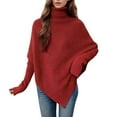 thumbnail image 2 of Itsame Women Cardigan Sweaters Loose High Neck Pullover Sweater Long Sleeve Button Sweatertop Red Size L, 2 of 3