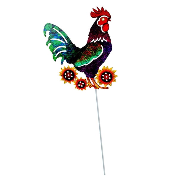 Estatua de gallo de 43 cm con estacas, escultura de pie, jardín familiar de gallinas Estilo A