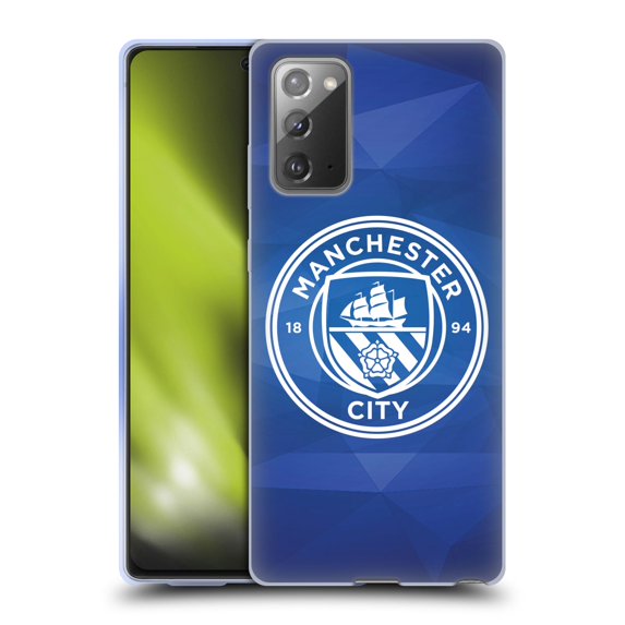 Head Case Designs Officially Licensed Manchester City Man City FC Badge Geometric Obsidian White Mono Soft Gel Case Compatible with Samsung Galaxy Note20 / 5G