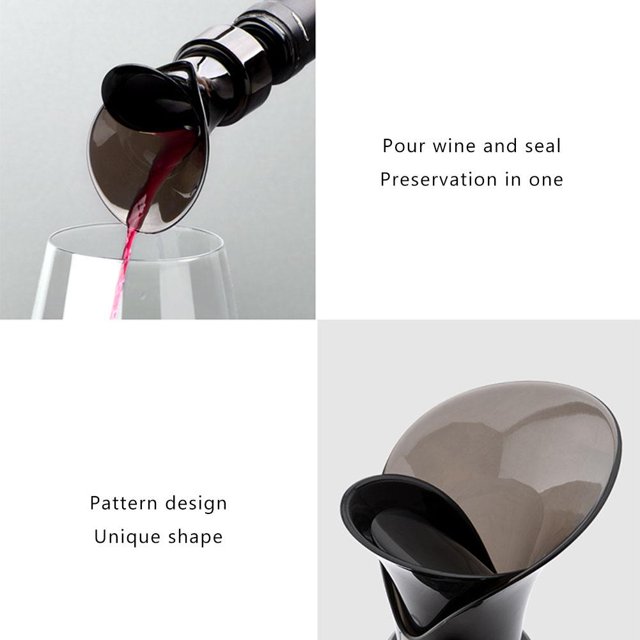 2 en 1 Tapón de vertedor de vino Botella de vidrio Decantador de caño de mantenimiento fresco JShteea Libre de BPA