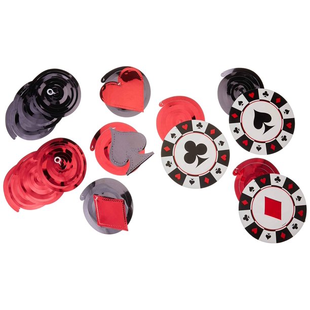 Decoraciones En Forma De Remolino De Papel De Aluminio Multicolor Para Casino, Paquete De 12 (5"" Y 7"), Perfectas Para Fiestas Temáticas De Casino, Noches De Póquer Y Eventos De Juegos