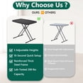 thumbnail image 5 of WASUHE 30" Small Camping Folding Table, 18/24/28 inch Height Adjustment Tv Tray, Practical Portable Plastic Table, Indoor/Outdoor, Black, 5 of 10