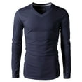 thumbnail image 2 of H2H Mens Casual Slim Fit Long Sleeve V-neck T-Shirts Of Various Colors INDIGO US S/ASIA M (KMTTL0374), 2 of 6