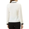 thumbnail image 3 of MODA NOVA Juniors Contrast Collar Long Sleeve Office Button Down Shirt White L, 3 of 6