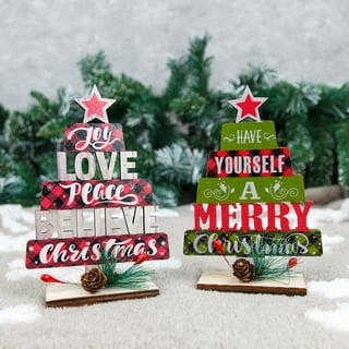  Muised Christmas Decorations Wooden Letters Ornaments
