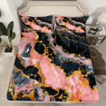 thumbnail image 2 of Castle Fairy Abstract Marble 3pcs Twin Sheet Sets,Stone Pattern Twin Fitted Sheet,Gold Metallic Breathable Flat Sheet,Microfiber Watercolor Bedroom Decor, 2 of 7