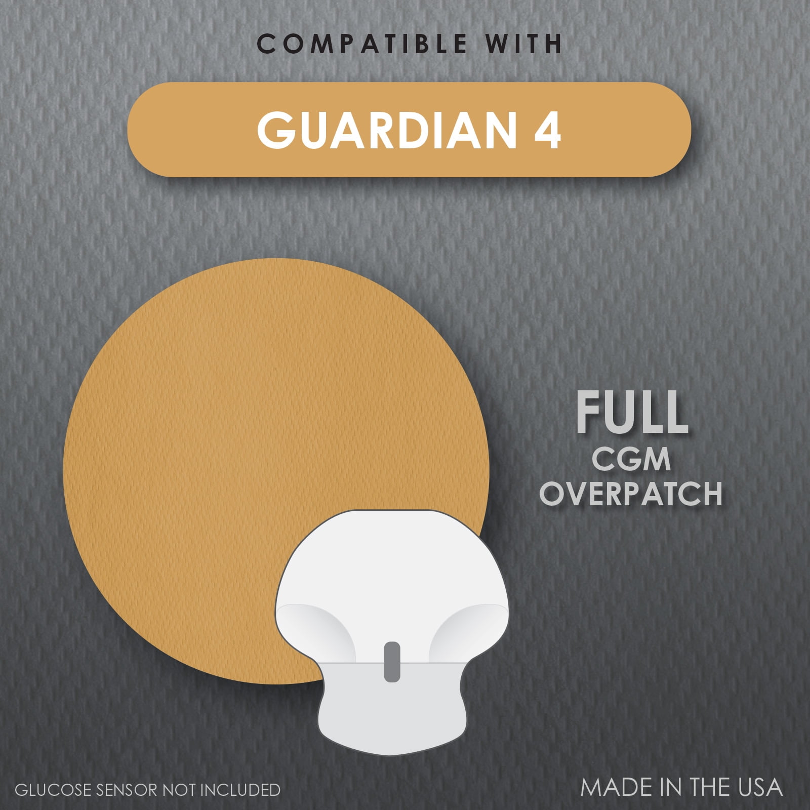 CoverGuard CGM Overpatch | Guardian 4 | Tan Full Coverage Design| 25-Count | Waterproof Adhesive | Anti-Fray | Easy Application & Removal | Sensor Protection